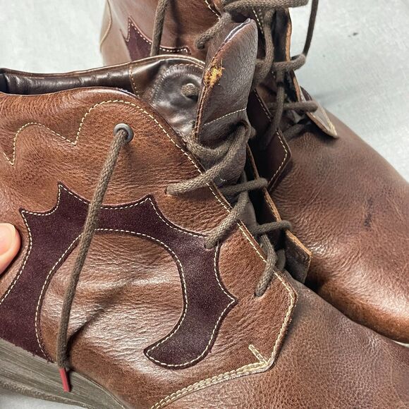Think! Brown Leather Lace Up Ankle Boots Men\'s EU 42 US 8.5 9 Comfort main image 13